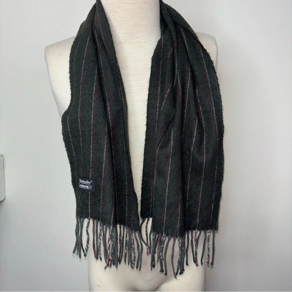 Vintage Christian Dior Scarf Stripe Cashmaire 12